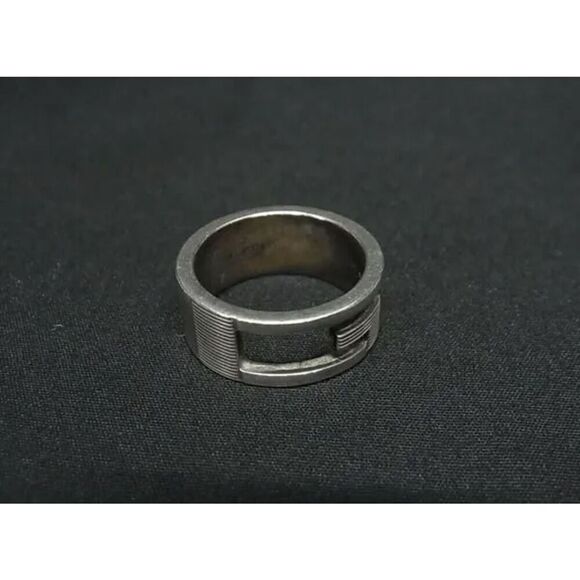 Gucci G Logo Wide Band Ring Sterling Silver Size 5.25 - Picture 1 of 9